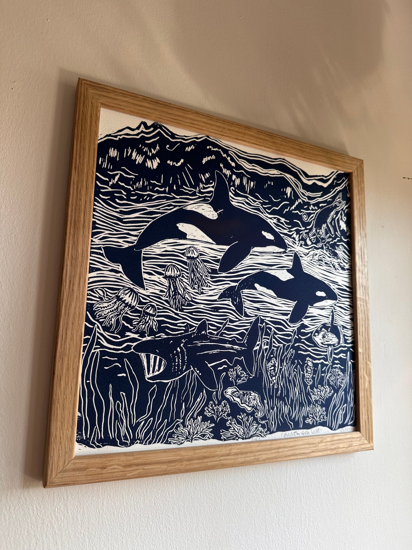 Original Linocut ‘British Sea Life’ print.