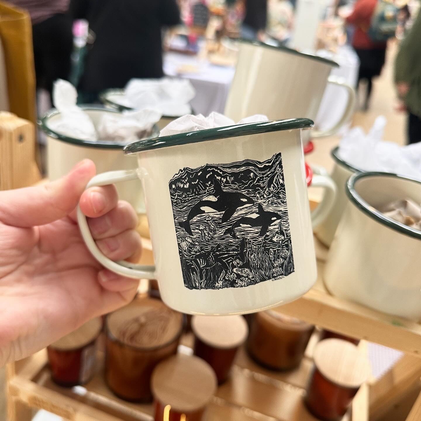 Eco friendly British Sea Life Enamel Mug.