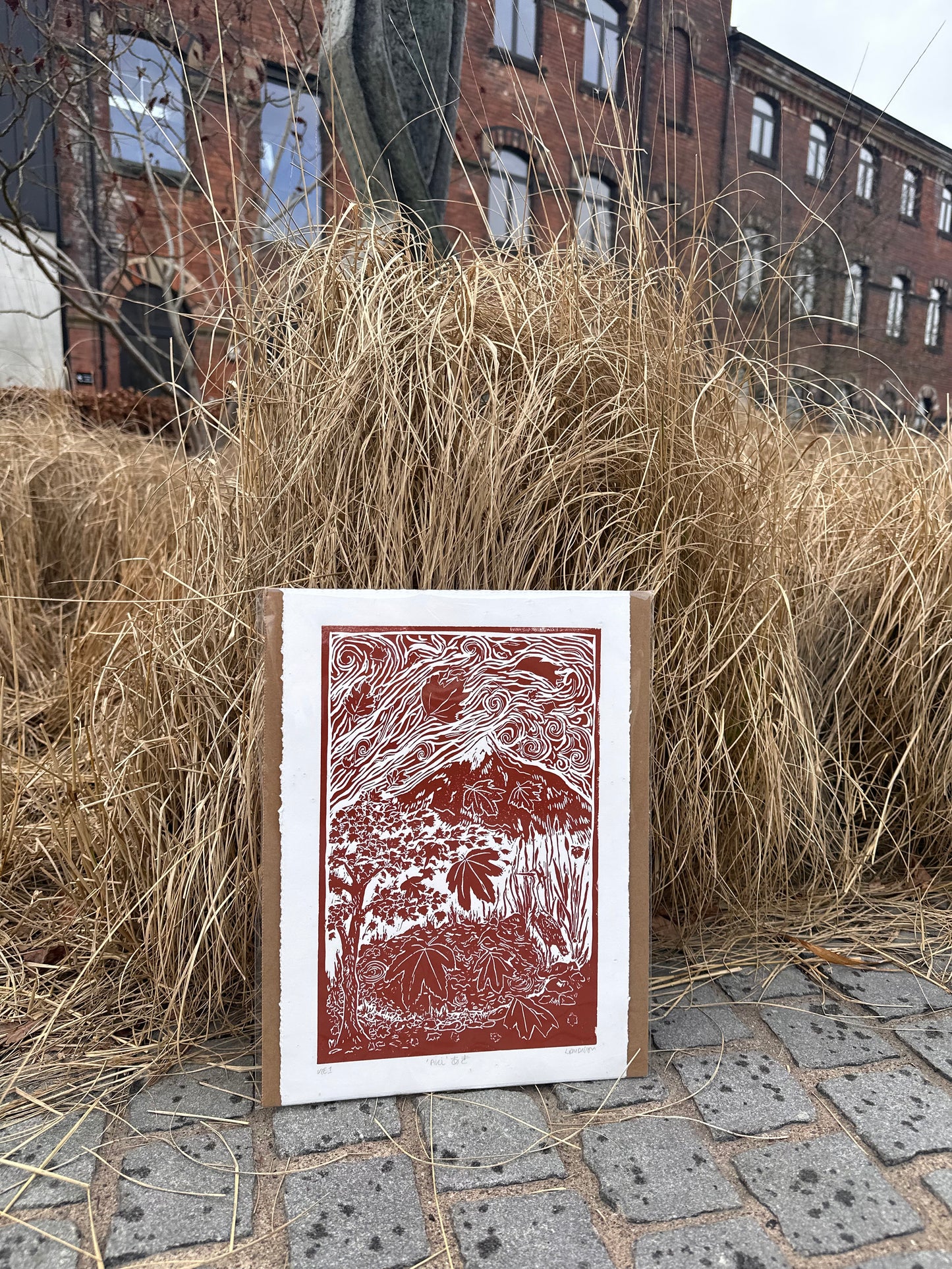Original Linocut ‘Aki' Autumn Japan Inspired.