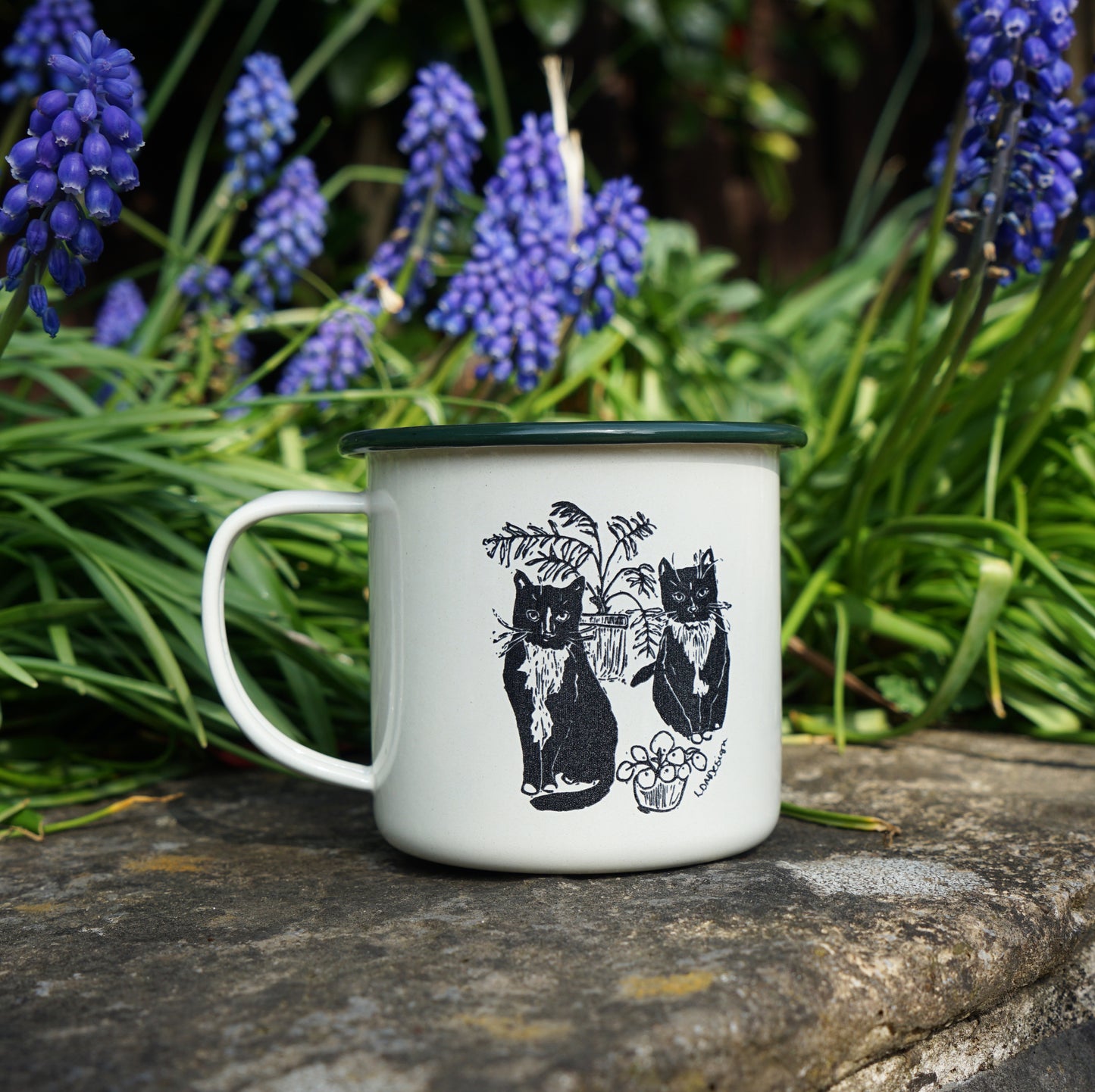 Eco friendly Cats & plants Enamel Mug.