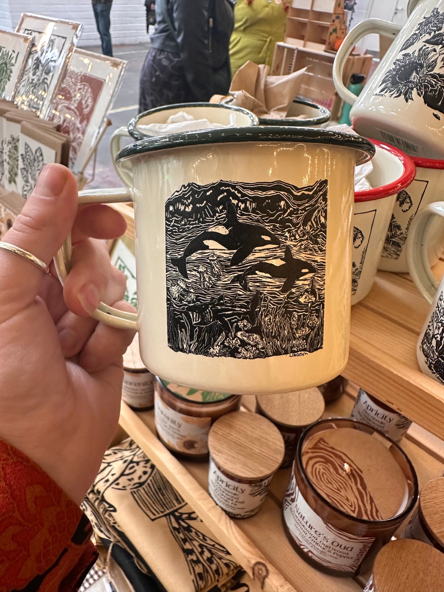 Eco friendly British Sea Life Enamel Mug.