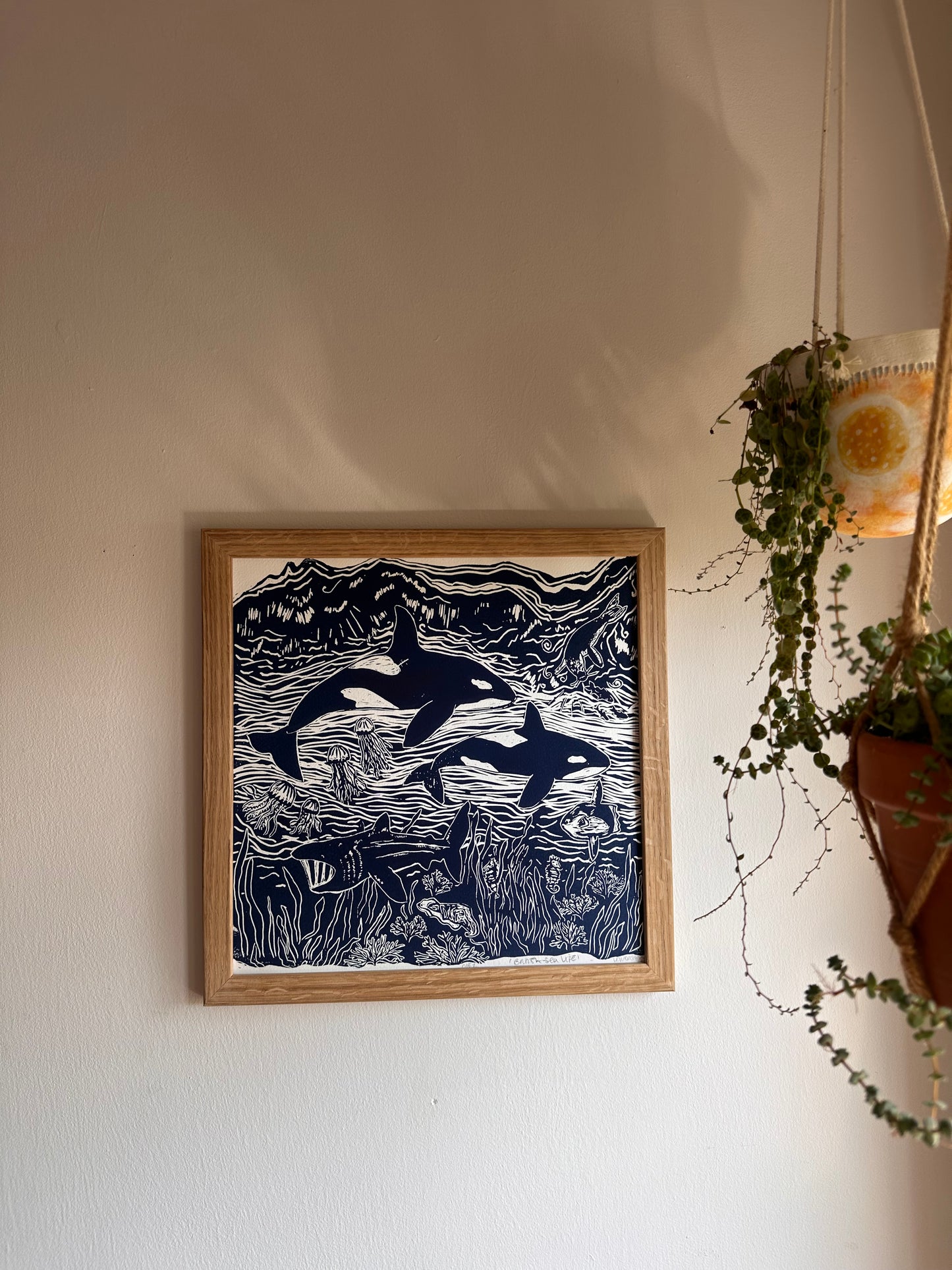Original Linocut ‘British Sea Life’ print.