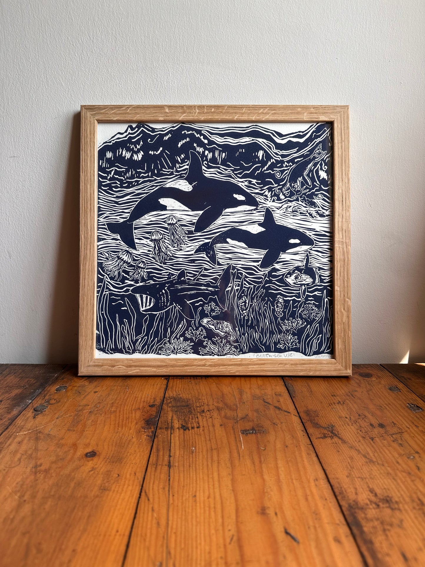 Original Linocut ‘British Sea Life’ print.