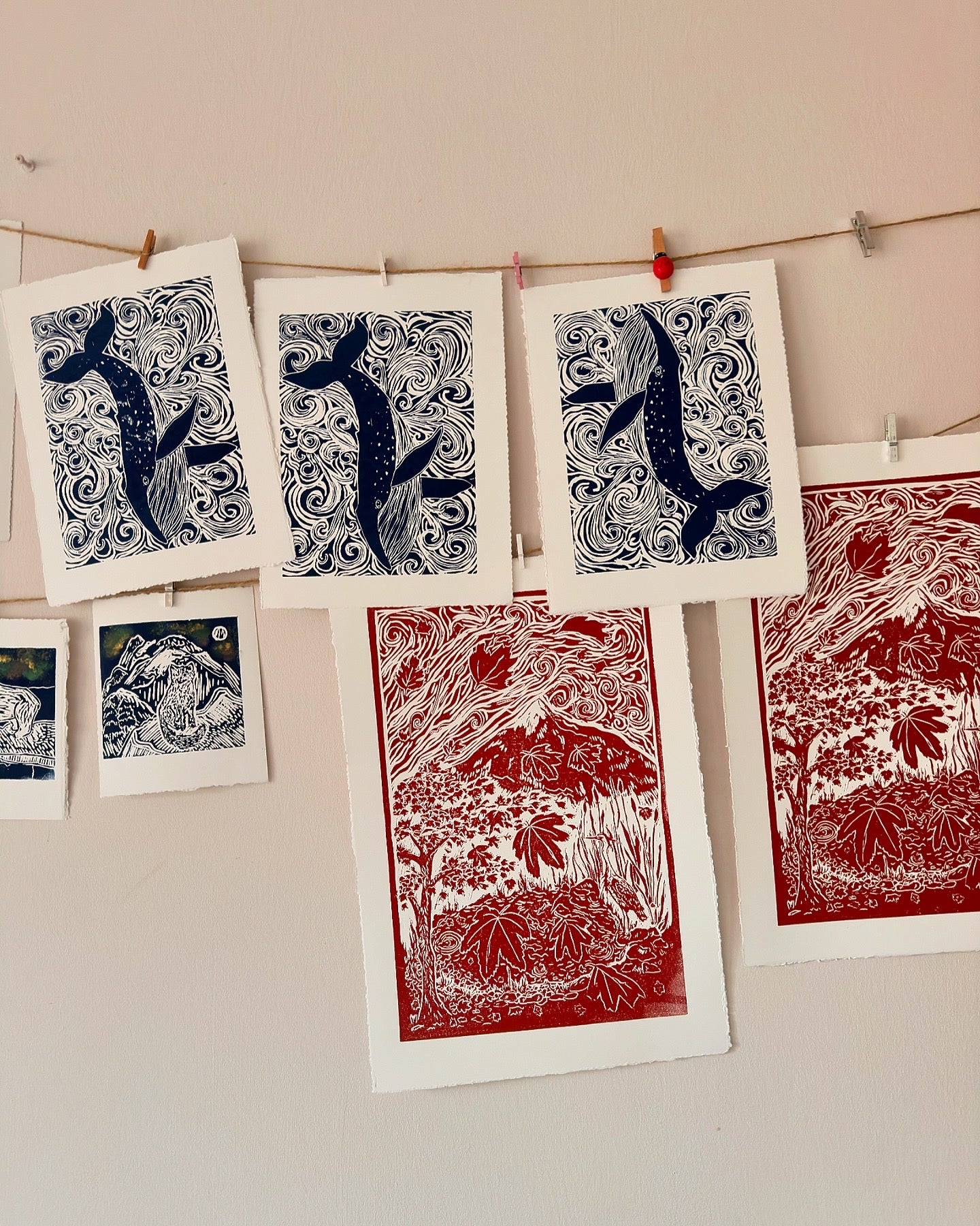 Original Linocut ‘Aki' Autumn Japan Inspired.