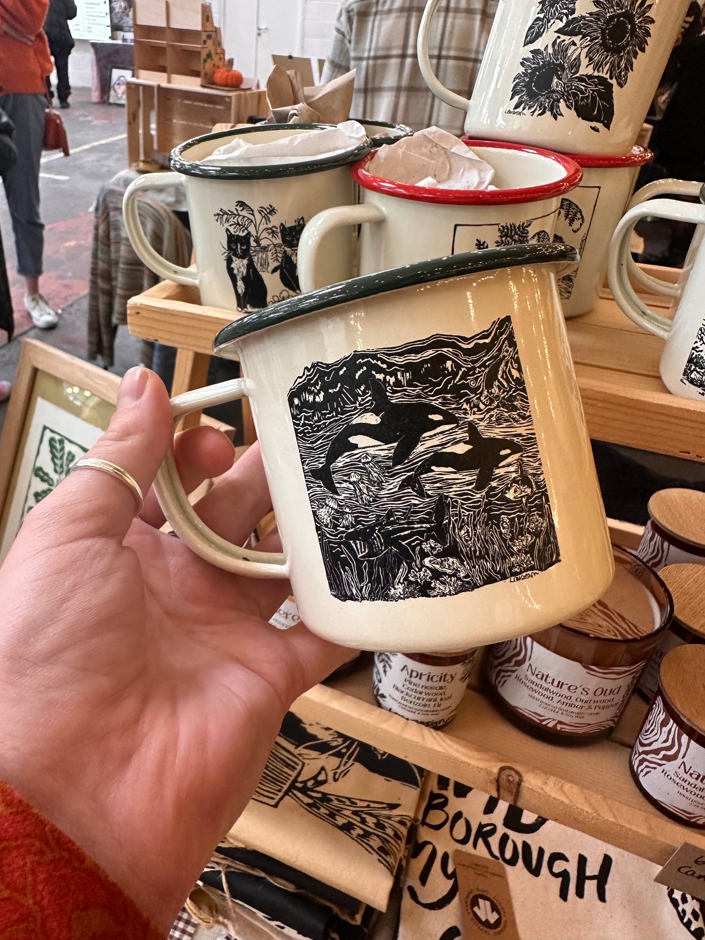 Eco friendly British Sea Life Enamel Mug.