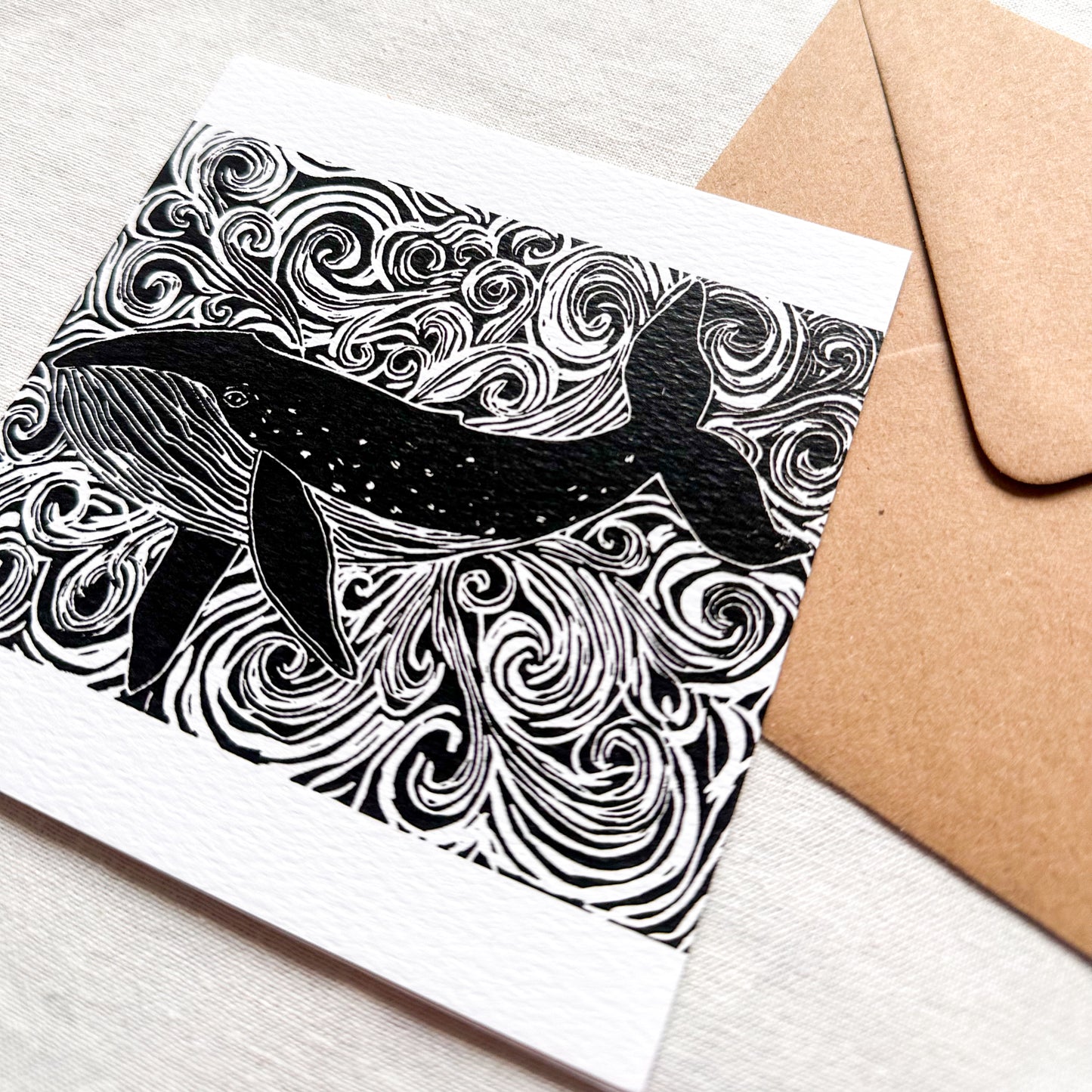 Blue Whale & Swirls Card