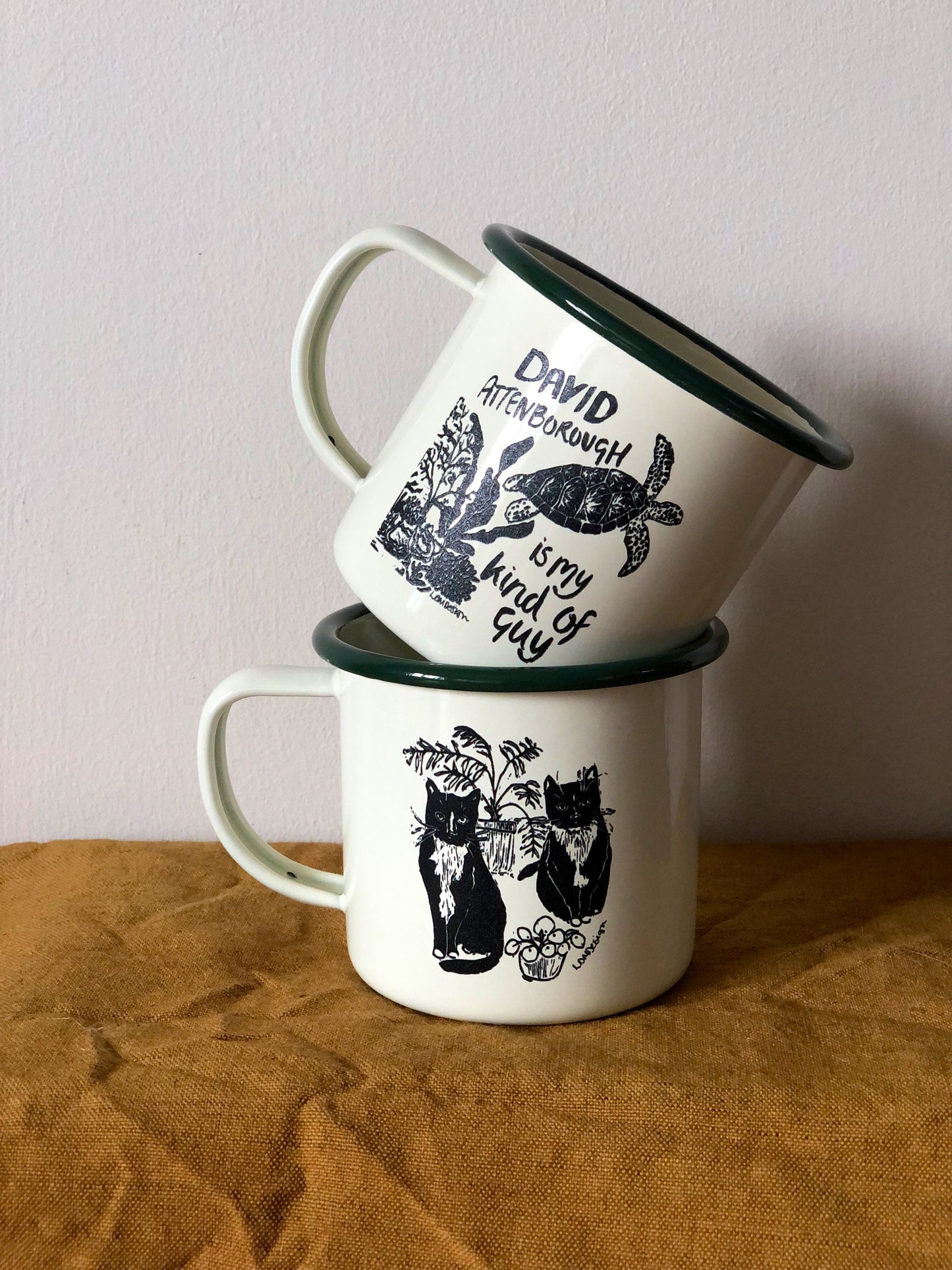 Eco friendly David Attenborough Turtle Enamel Mug.