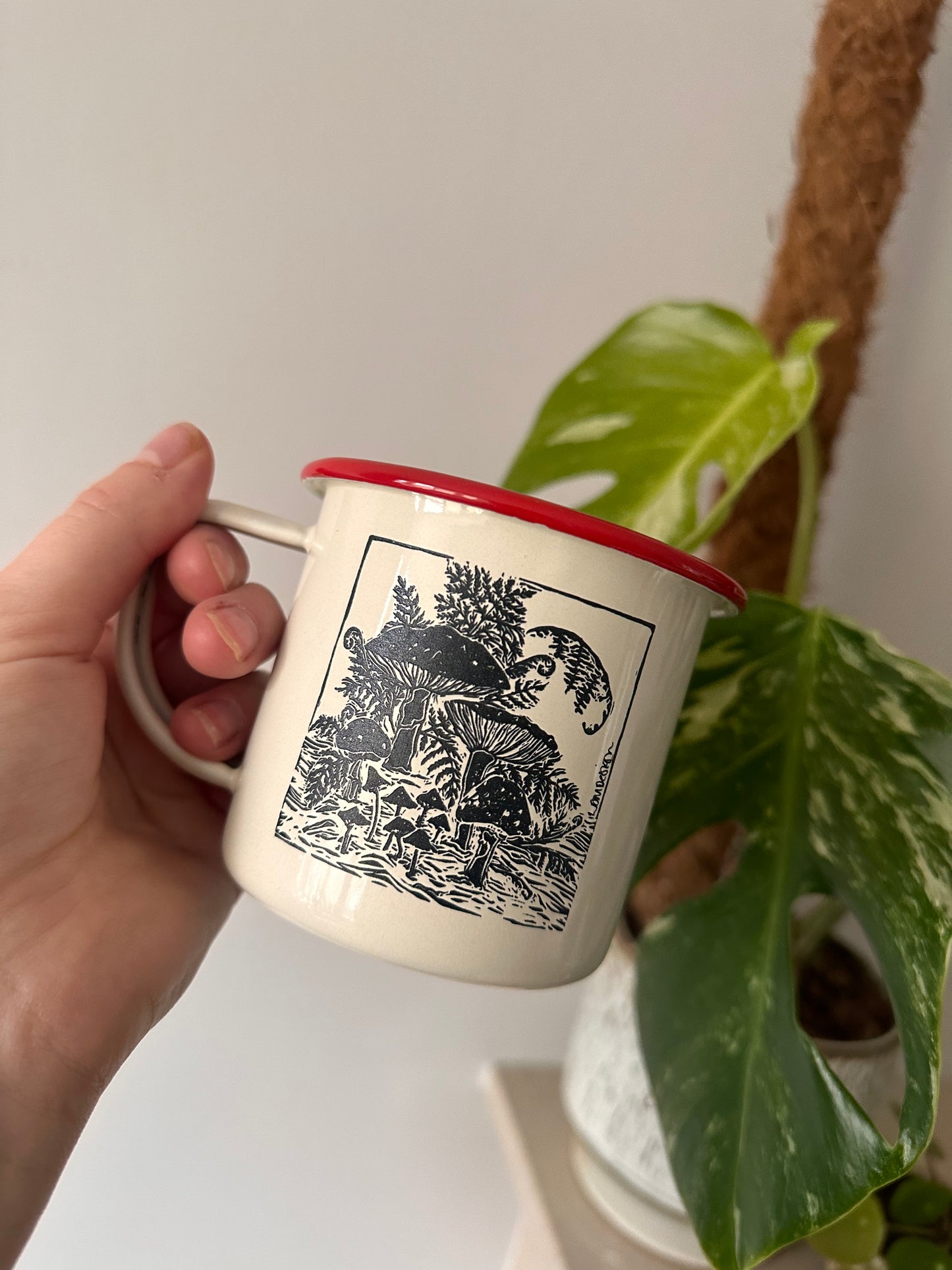 Eco friendly Mushroom Enamel Mug.