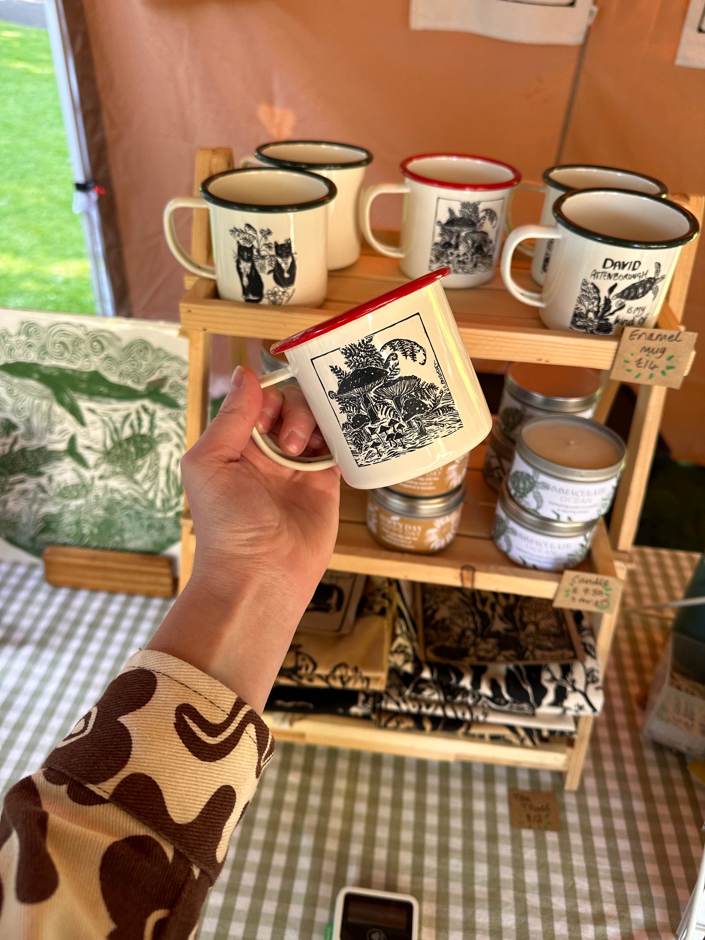 Eco friendly Mushroom Enamel Mug.