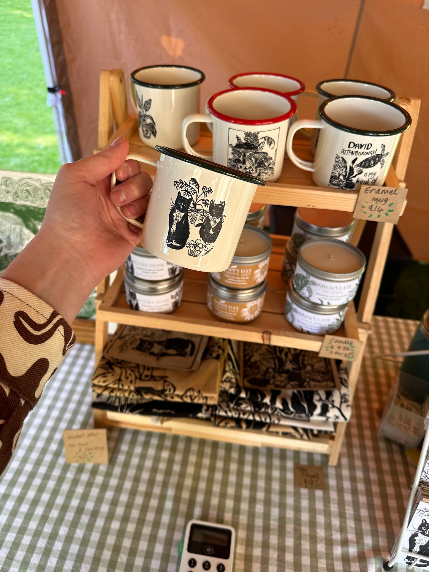 Eco friendly Cats & plants Enamel Mug.
