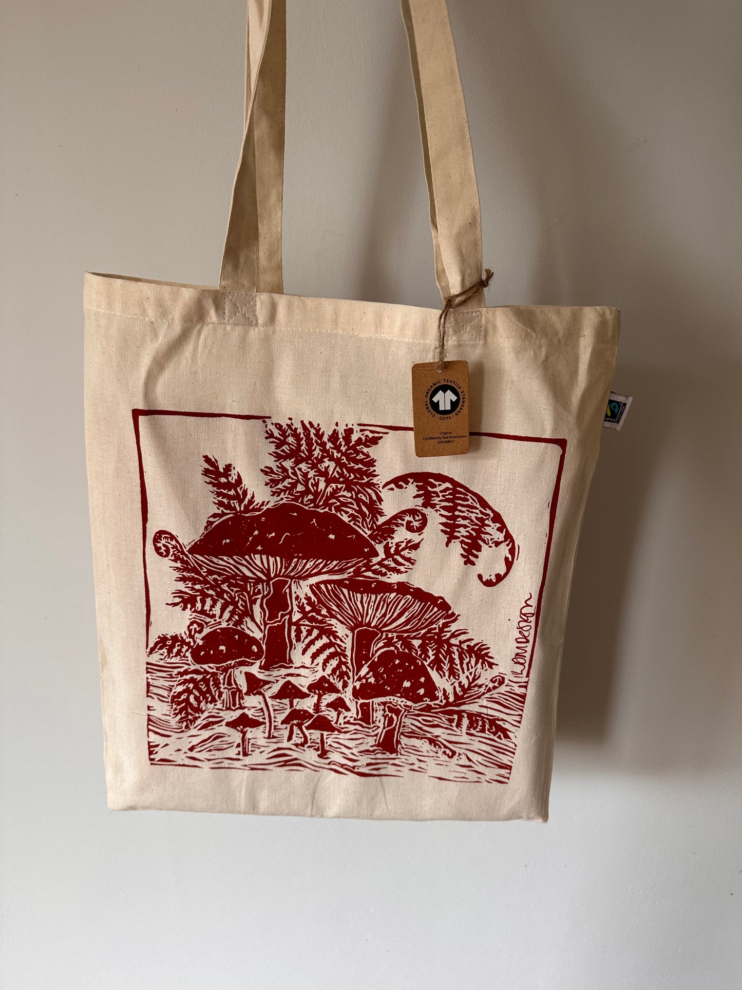 GOTS Organic & FairTrade Mushroom tote bag.
