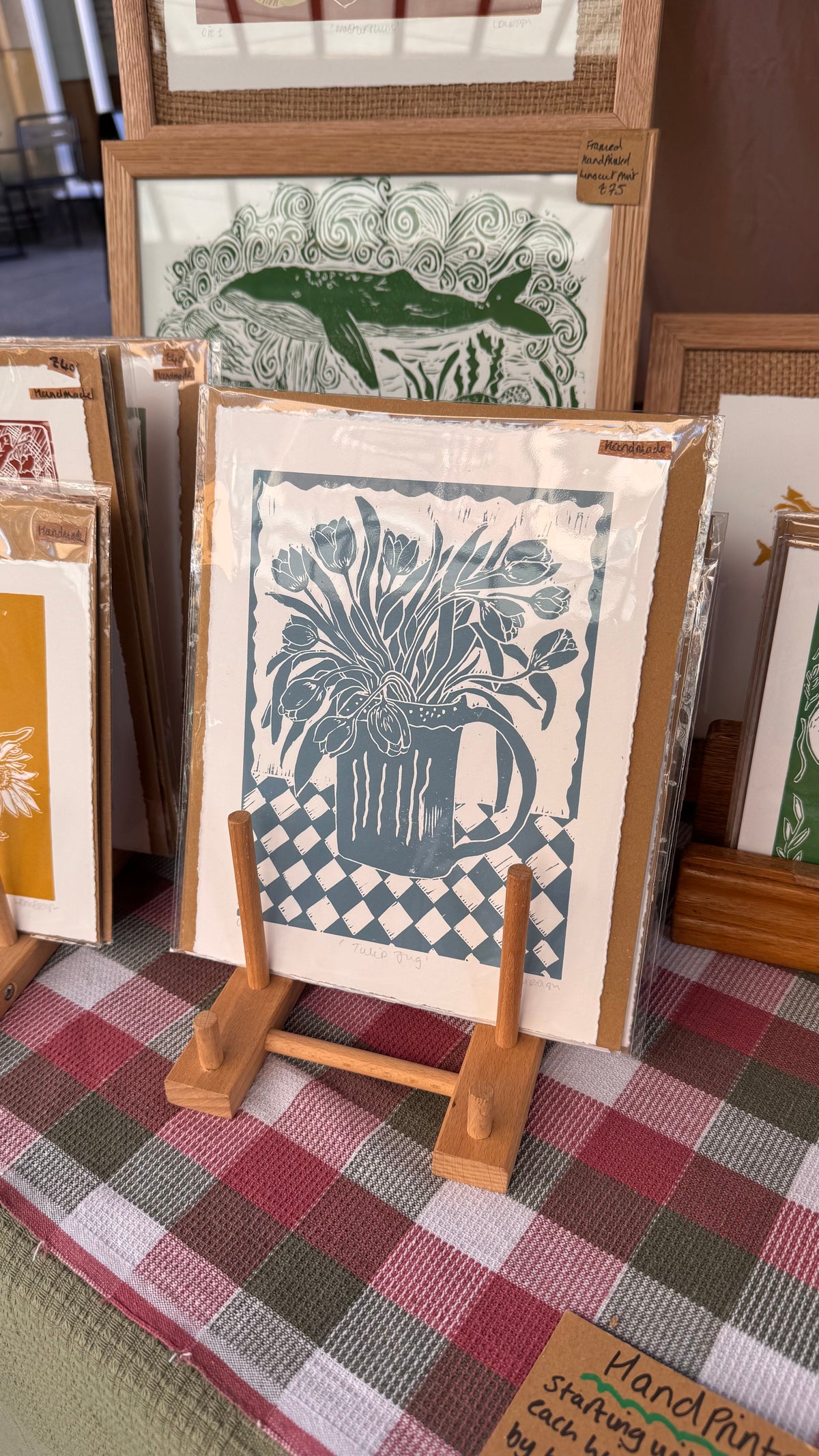 Original Linocut ‘Tulip Jug’ print.