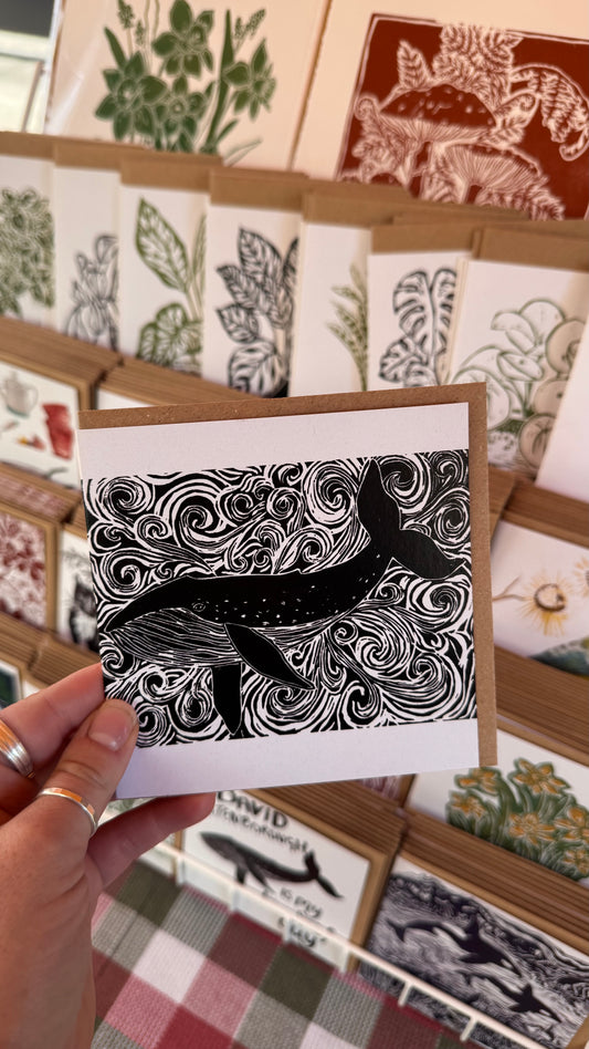 Blue Whale & Swirls Card