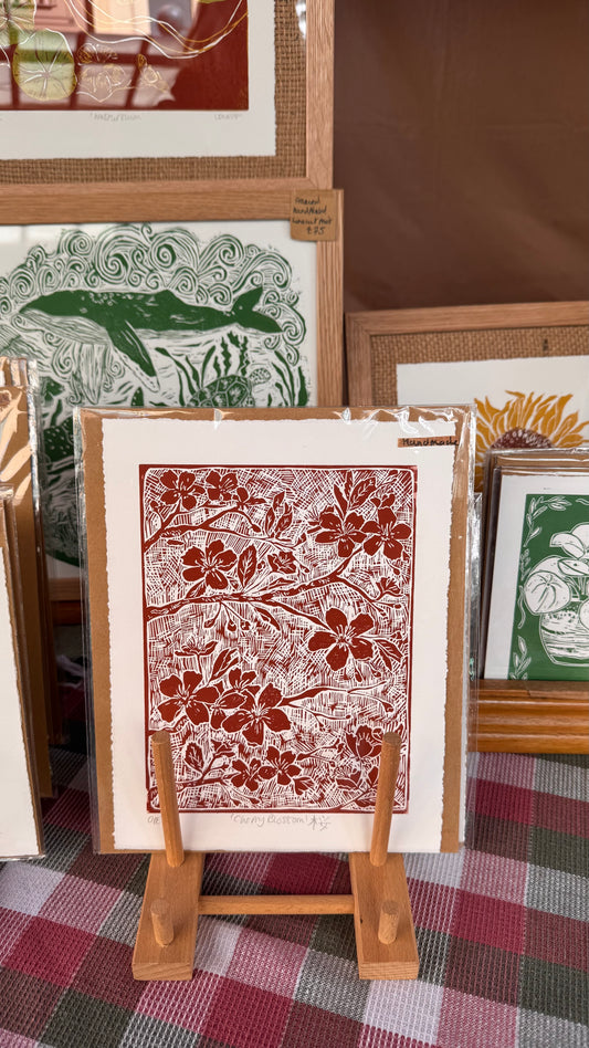 Original Linocut ‘Cherry Blossom 桜' print.