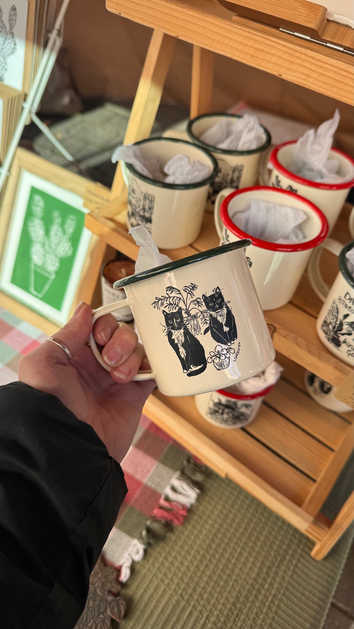 Eco friendly Cats & plants Enamel Mug.