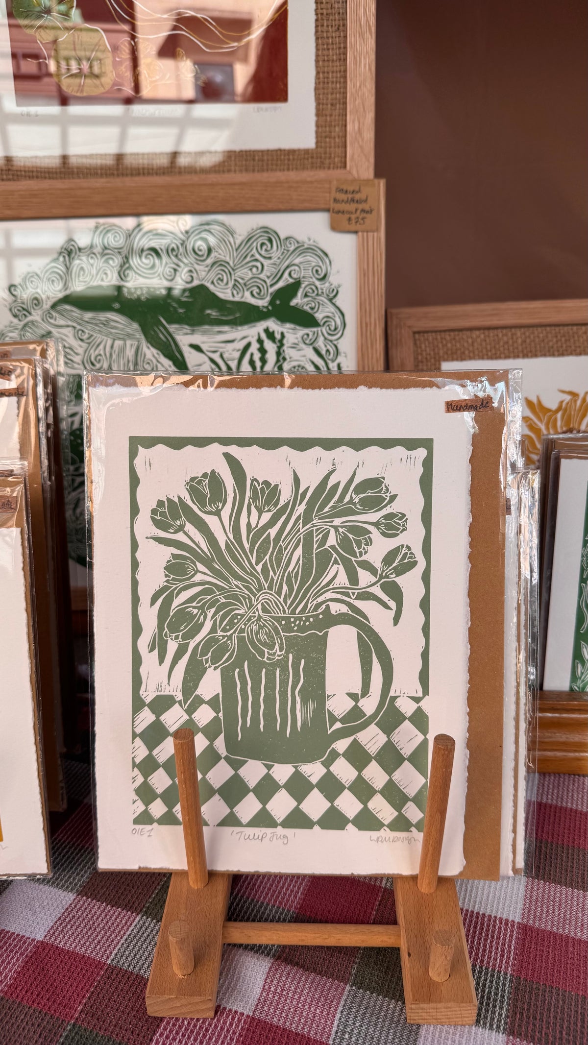 Original Linocut ‘Tulip Jug’ print.