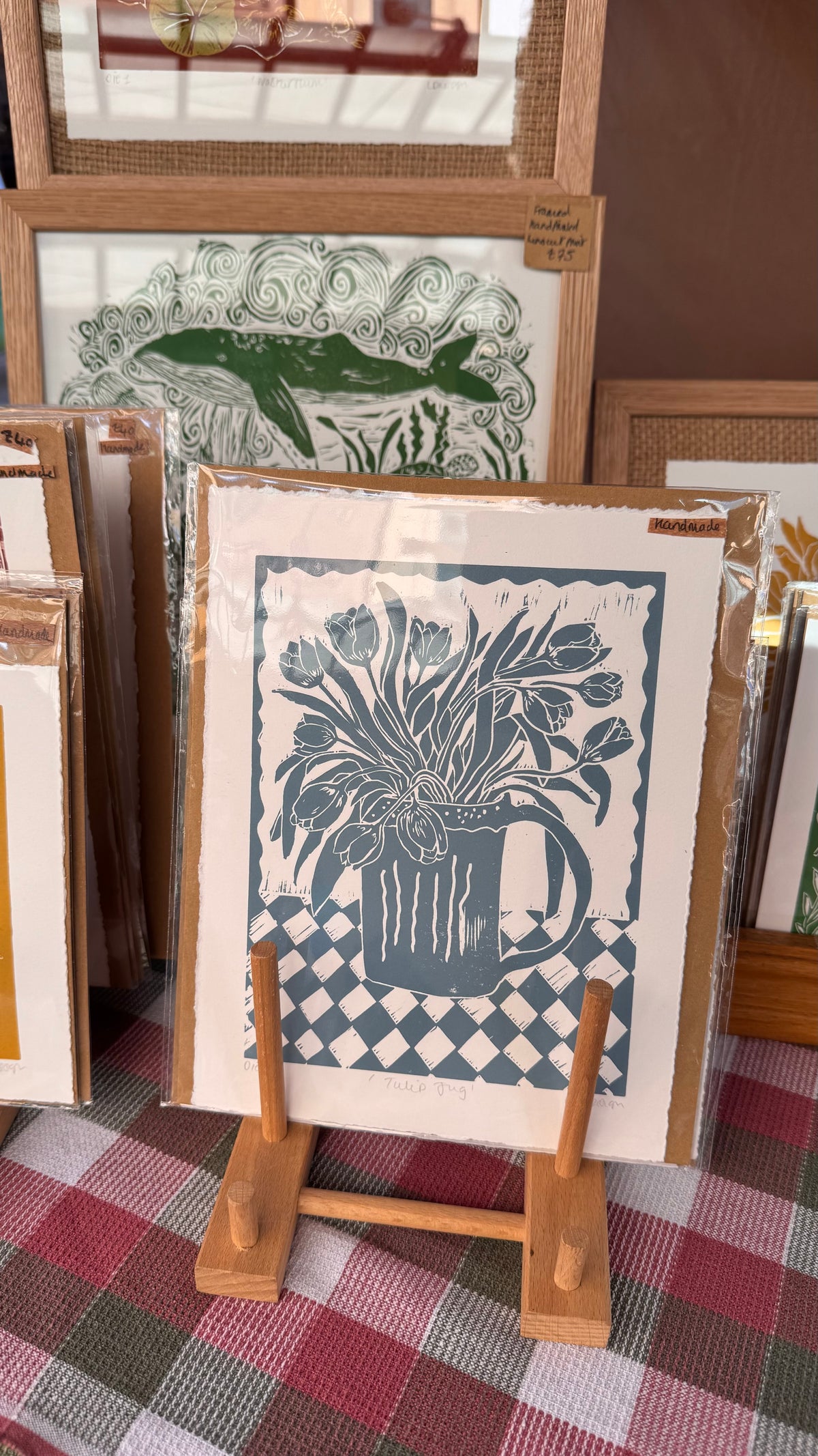 Original Linocut ‘Tulip Jug’ print.