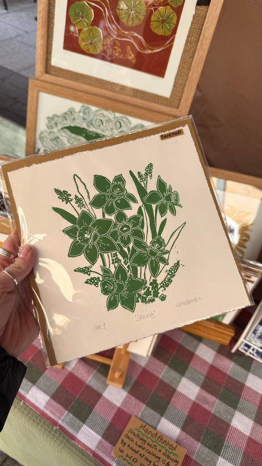 Original Linocut ‘Spring’ Print.