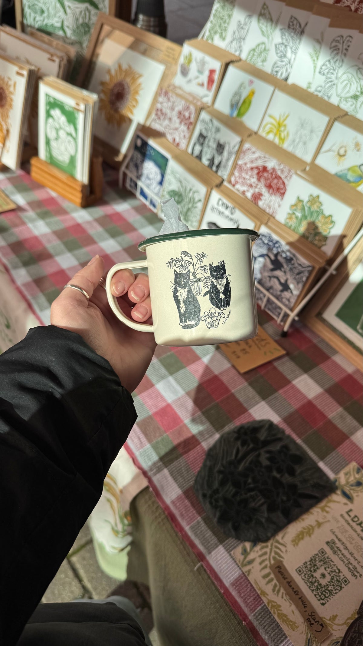 Eco friendly Cats & plants Enamel Mug.