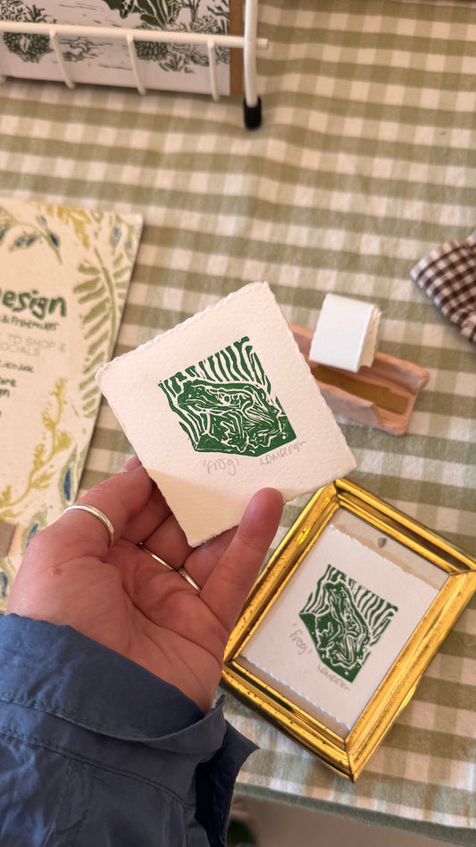 Original Linocut ‘Frog’ mini print.