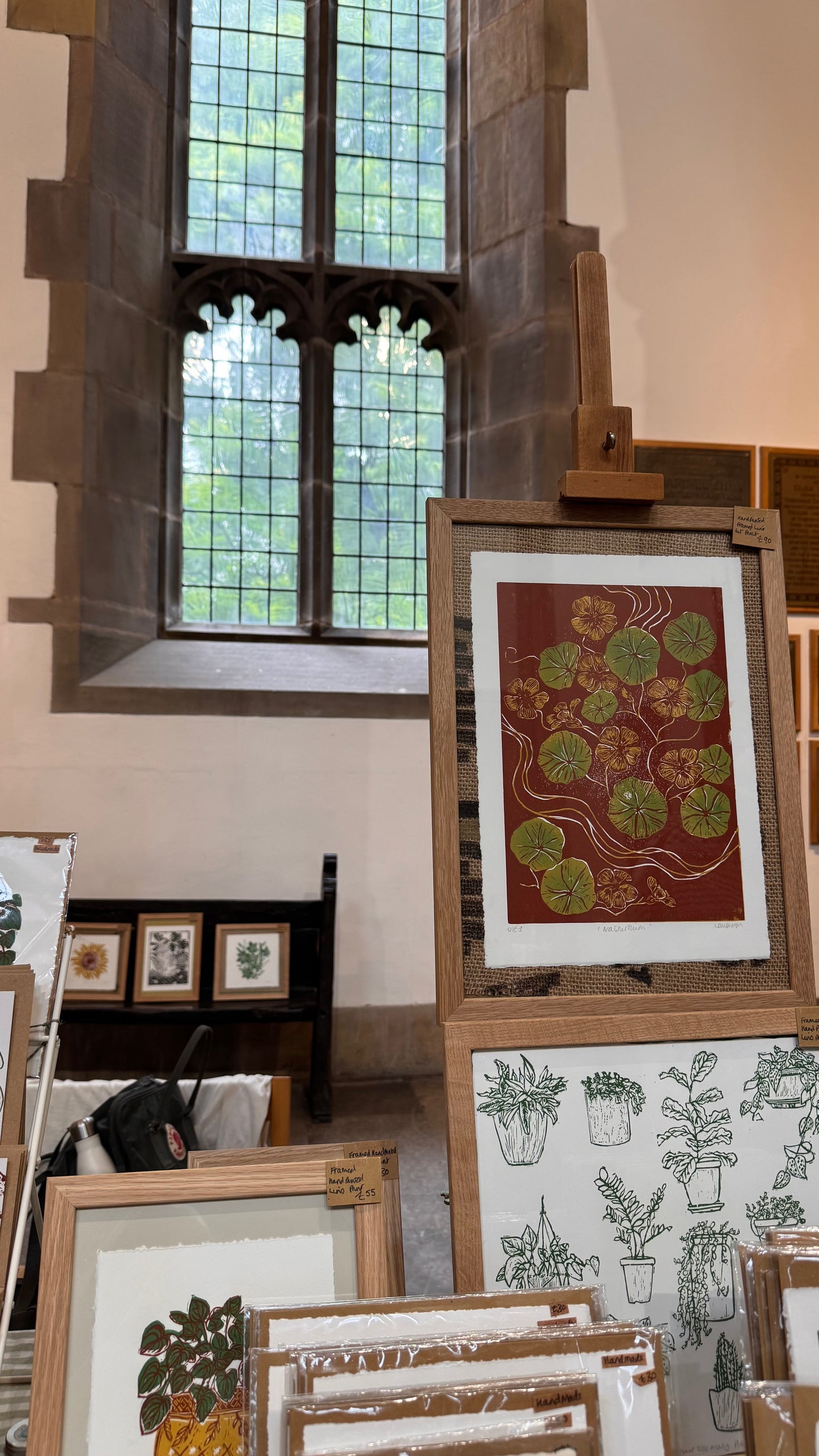 Original Linocut ‘Nasturtium' Print.