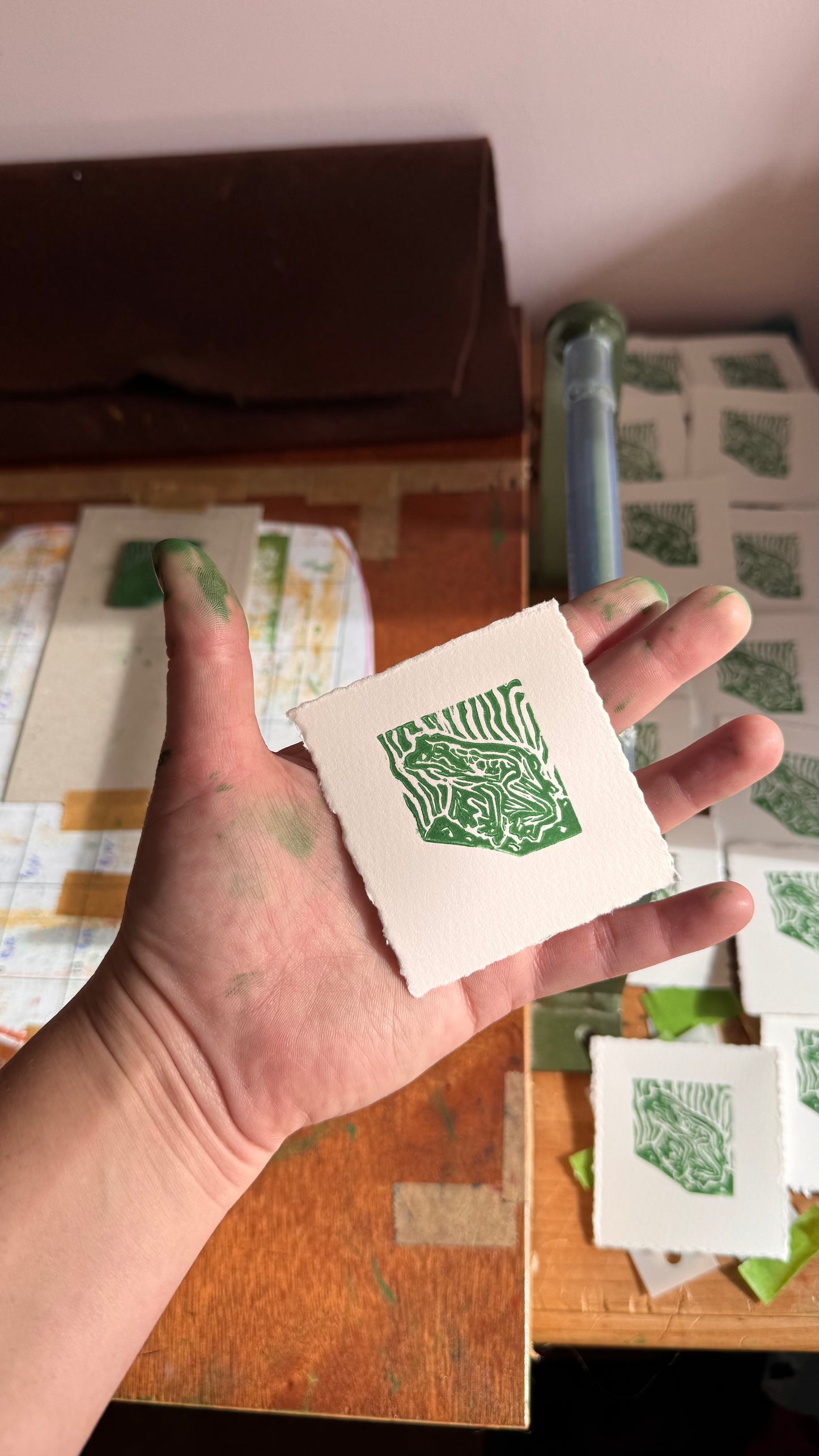 Original Linocut ‘Frog’ mini print.