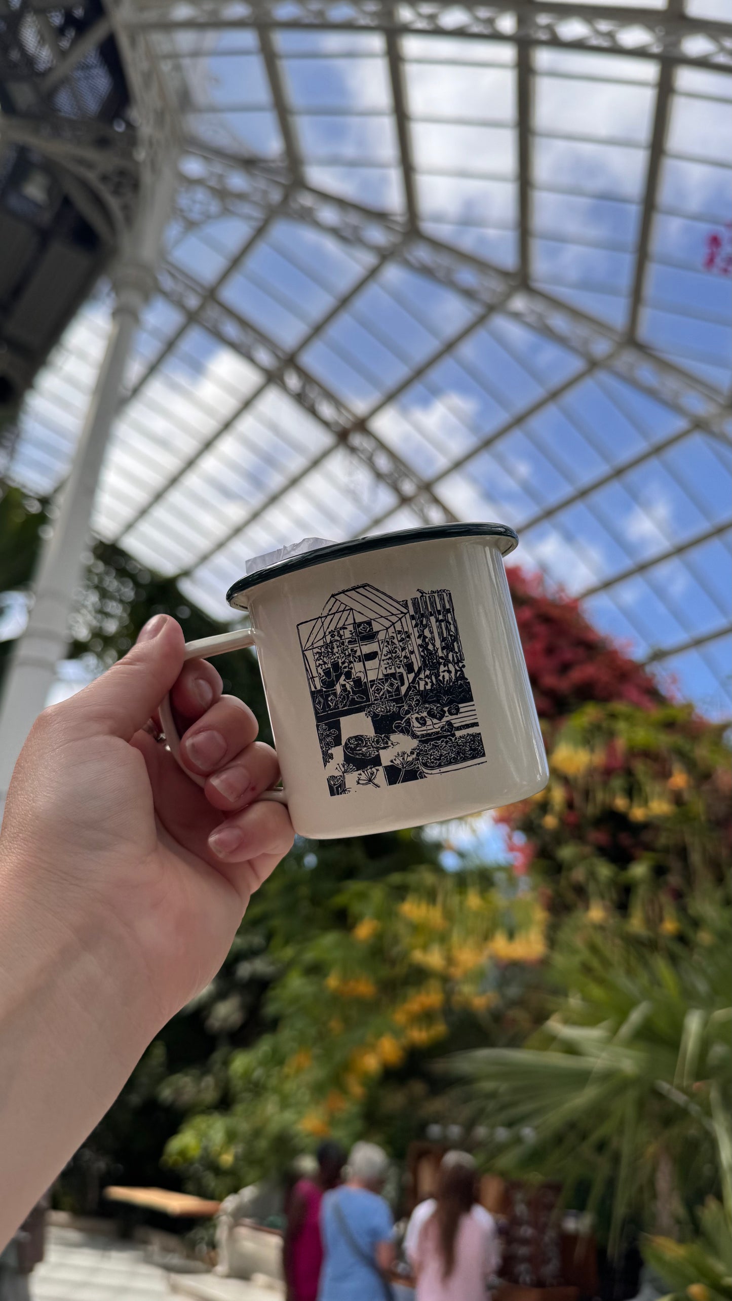 Eco friendly Greenhouse Enamel Mug.