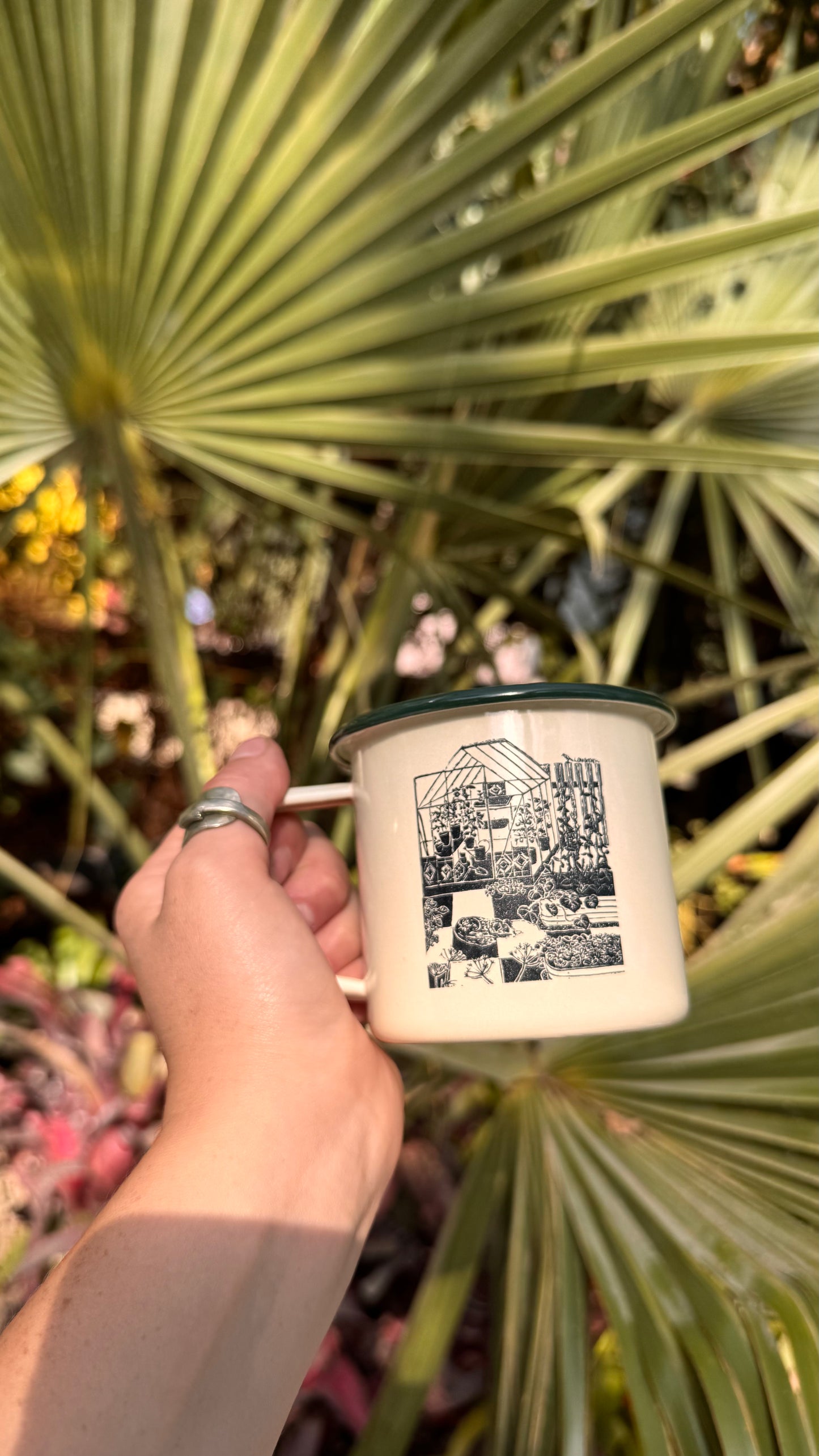 Eco friendly Greenhouse Enamel Mug.