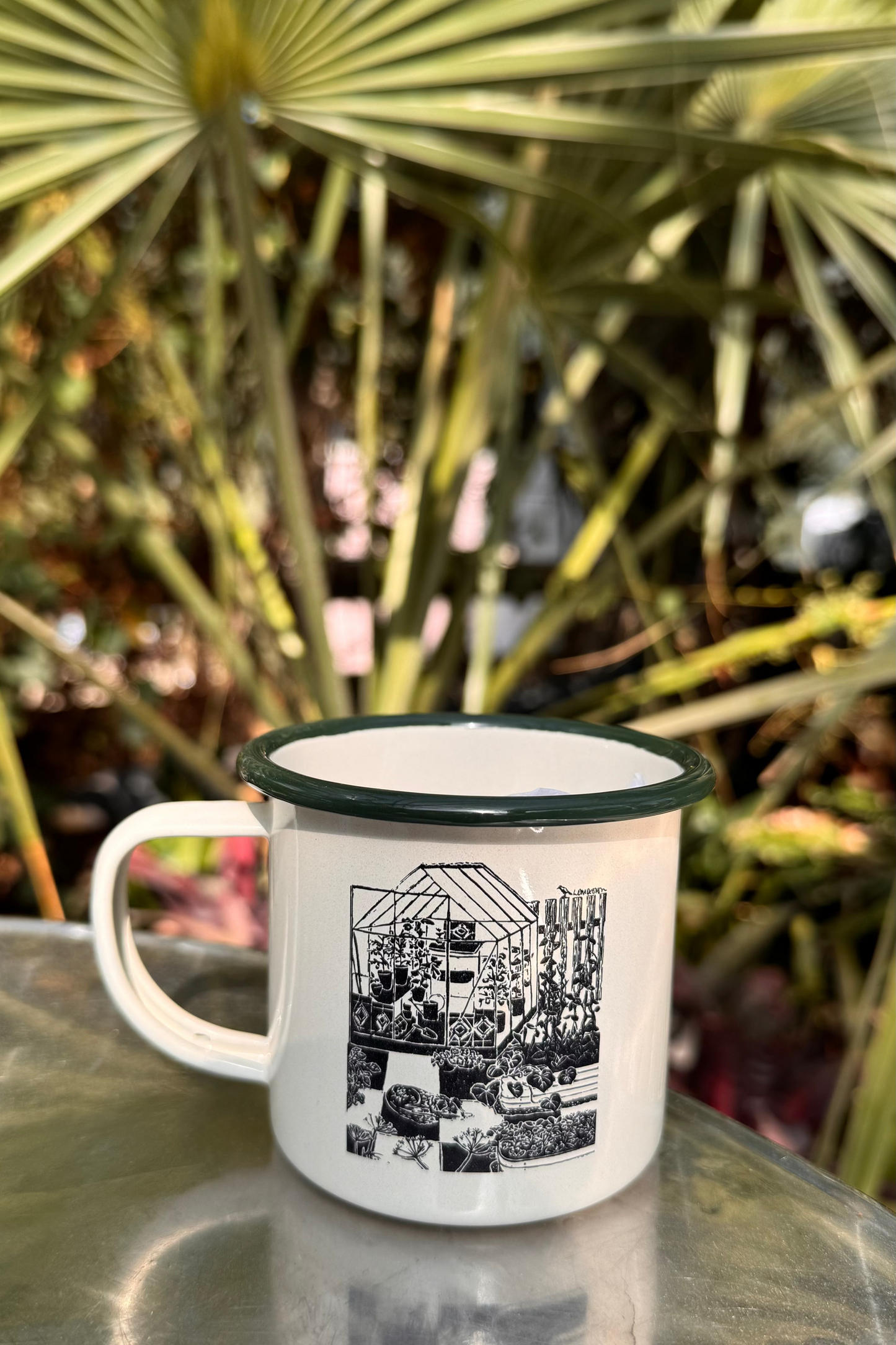 Eco friendly Greenhouse Enamel Mug.