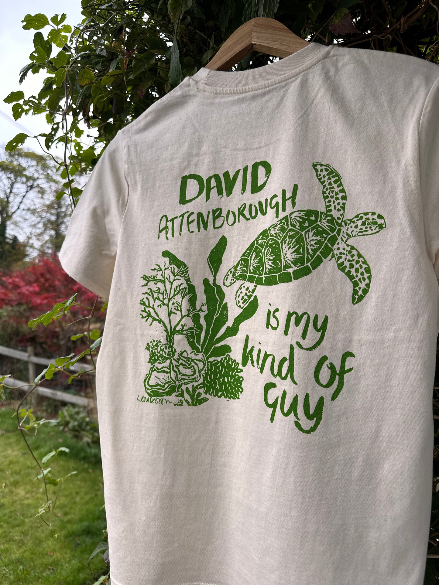Unisex Eco friendly Organic David Attenborough, Turtle T-shirt