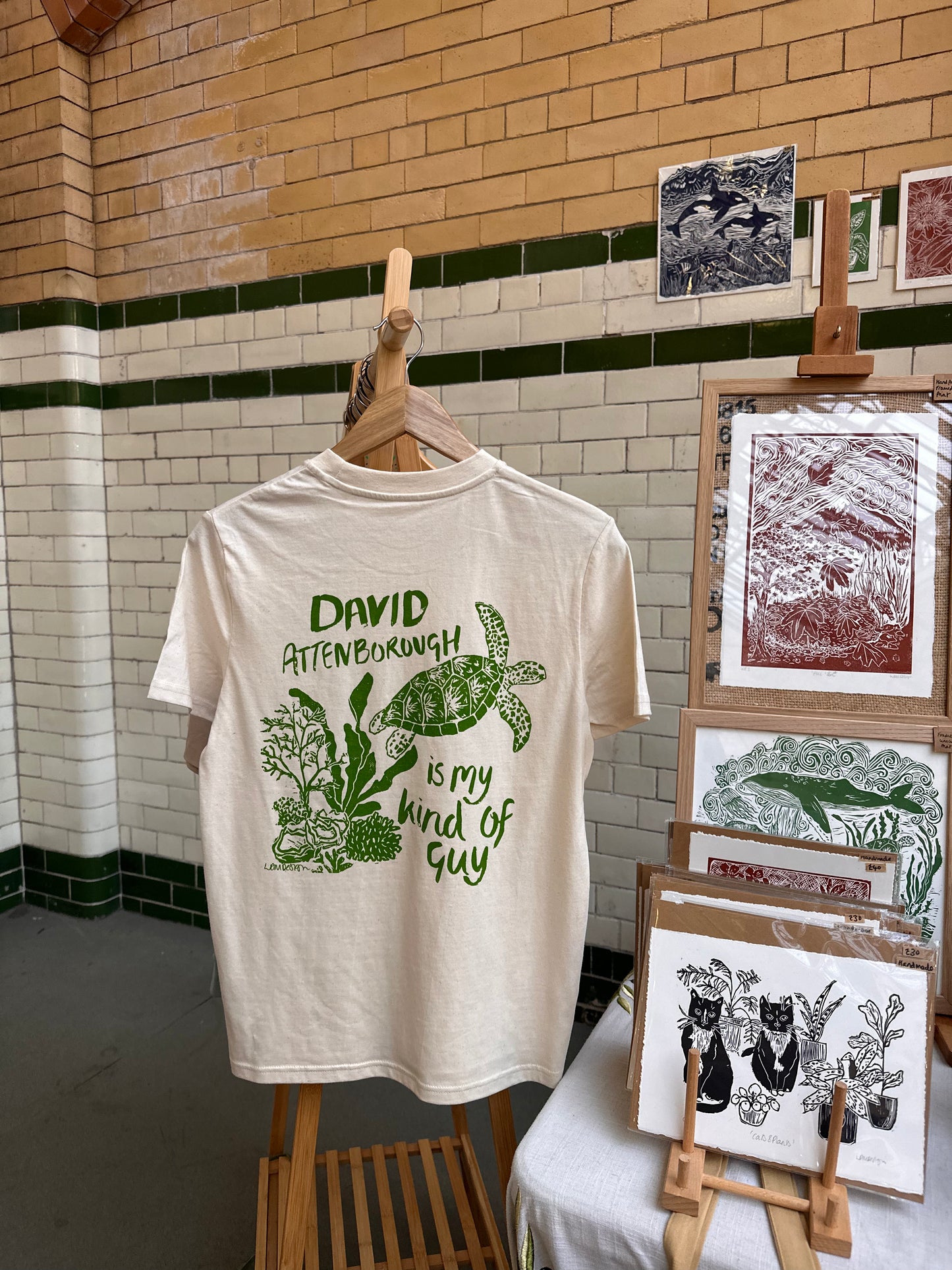 Unisex Eco friendly Organic David Attenborough, Turtle T-shirt