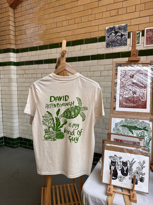 Unisex Eco friendly Organic David Attenborough, Turtle T-shirt