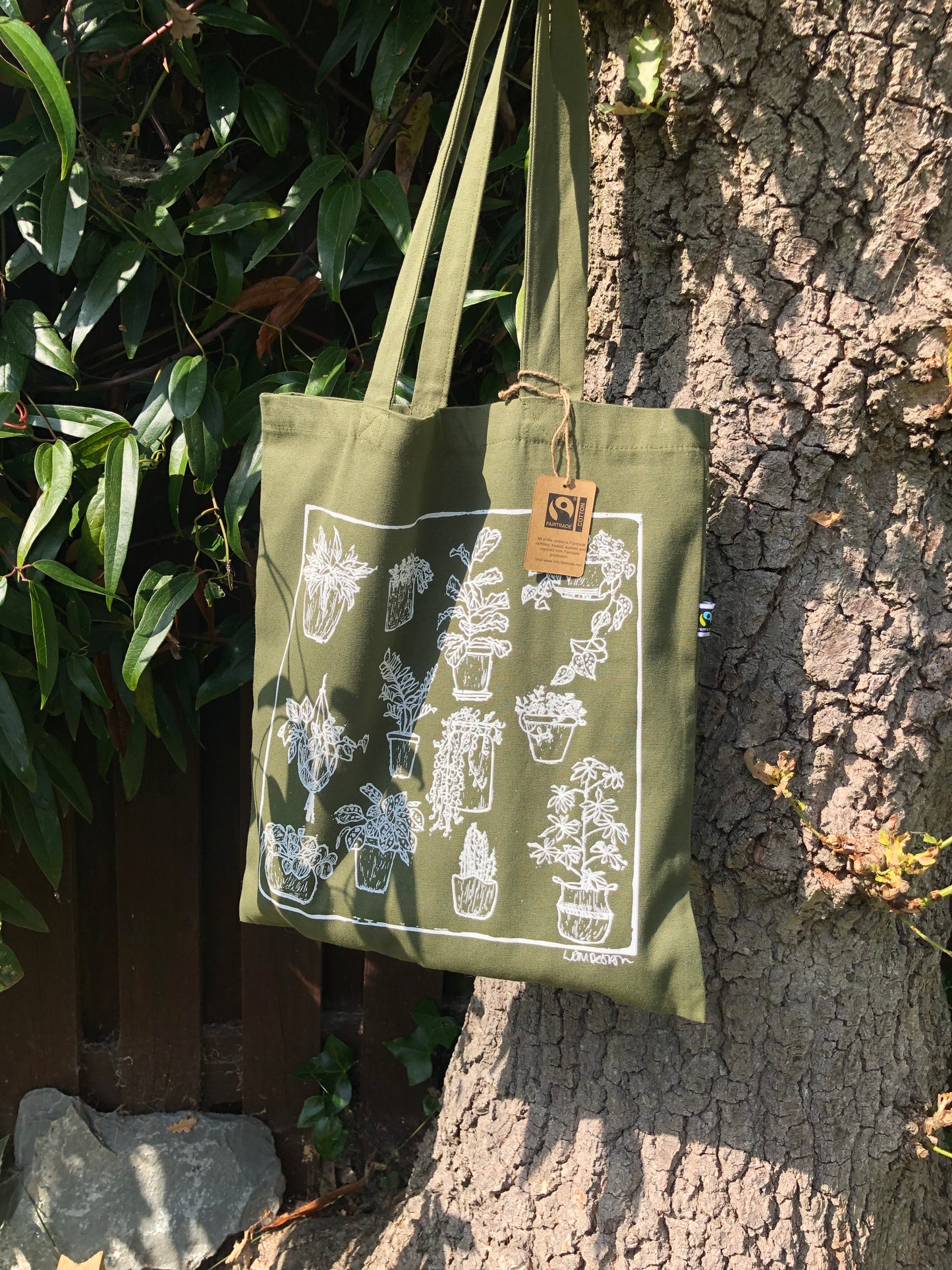 Eco friendly GOTS Organic and FairTrade many plants tote bag