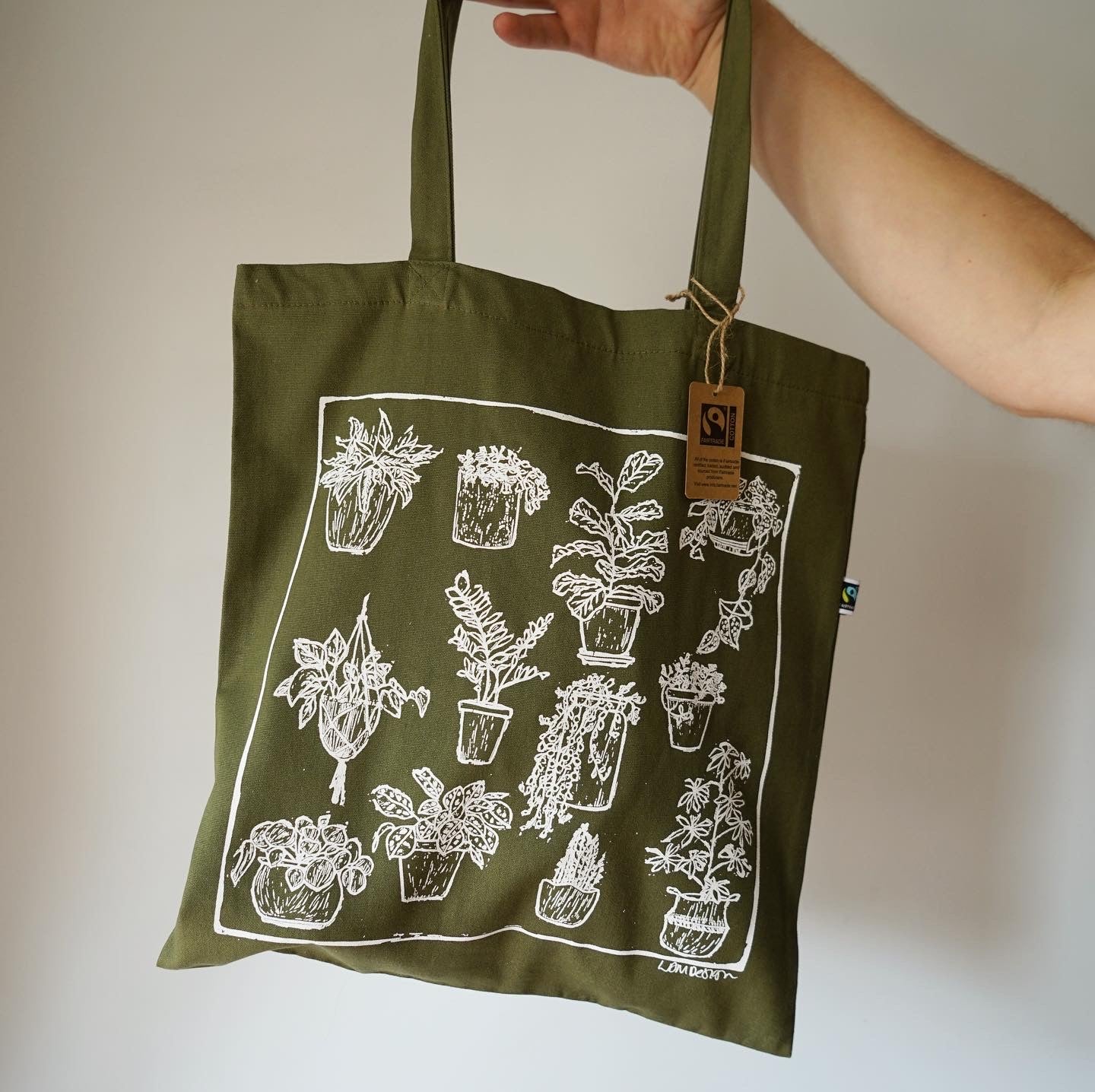 Eco friendly GOTS Organic and FairTrade many plants tote bag